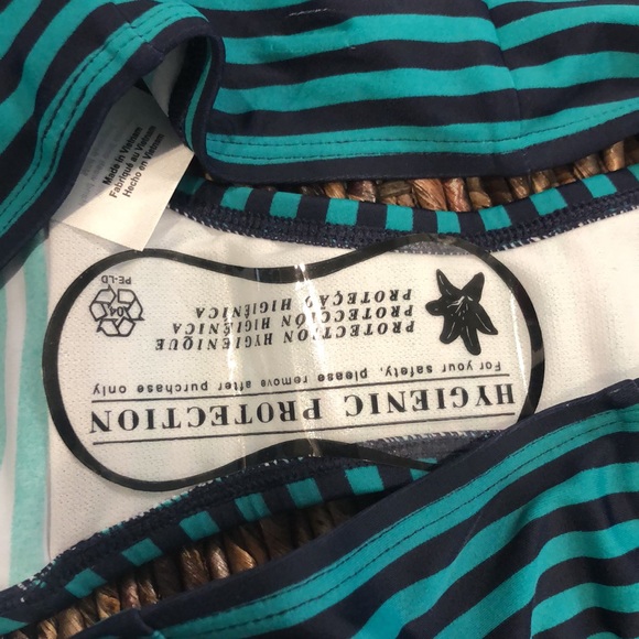 NWT!Beach bump green/navy striped tankini swimsuit - Picture 10 of 10